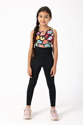Colorful Crop Top and Black Leggings Sport Outfit